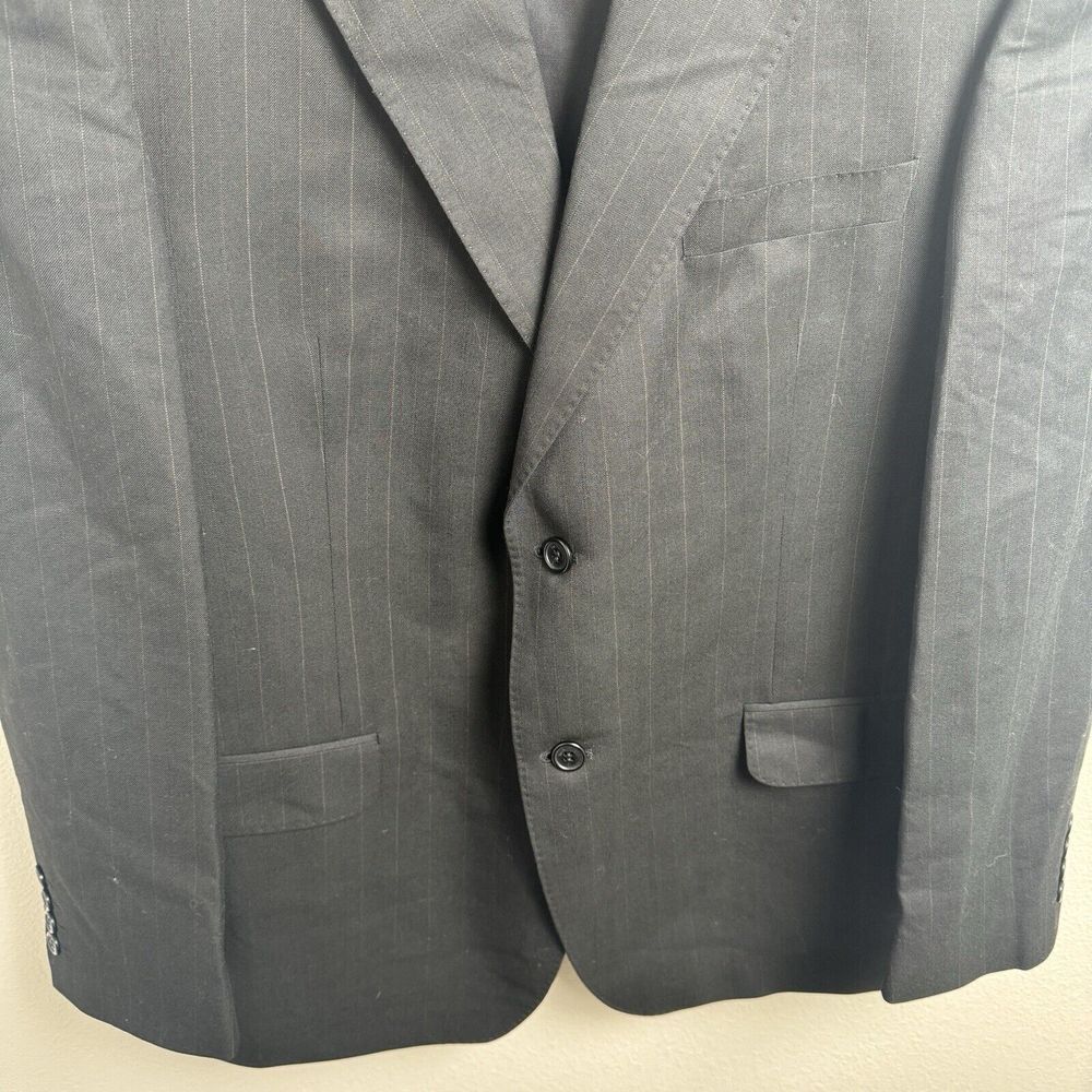 Yves Saint Laurent 100%‎ Wool Pinstripe Sport Coat Blazer Jacket Size 44R Black - Picture 14 of 16